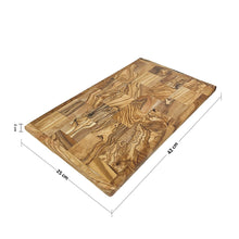 Afbeelding in Gallery-weergave laden, Afmetingen foto van de olijfhouten snijplank van olivenholz Ereben Lengte: 42 centimeter breedte: 25 centimeter hoogte 2 centimeter