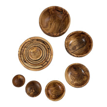 Afbeelding in Gallery-weergave laden, Overzicht foto van de 6-delige schalenset van Olivenholz Erleben